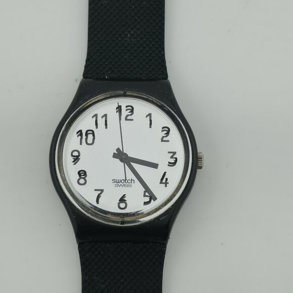 Swatch Watch Mirror Dial Gent Unisex Black Vintage 1995 Working New Battery - Picture 1 of 10